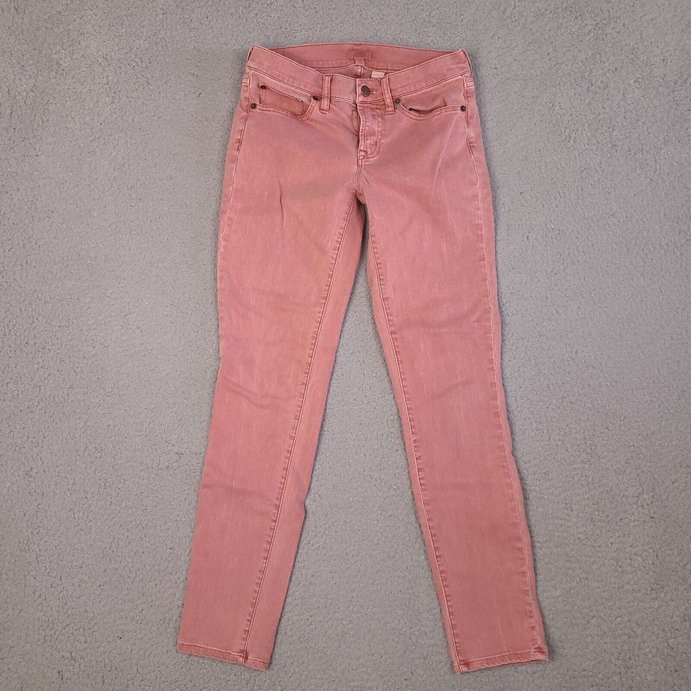 J Crew Jeans Womens 24 Pink Salmon Toothpick Skinny Denim Low Rise Stretch